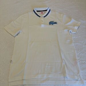 Lacoste Polo in White with Blue Details